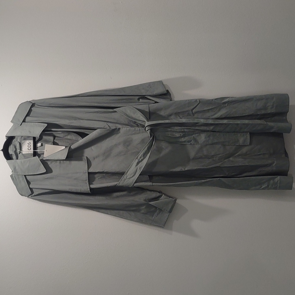 NWT COS Light Green Linen Trenchcoat Size 14